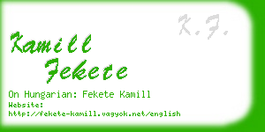 kamill fekete business card